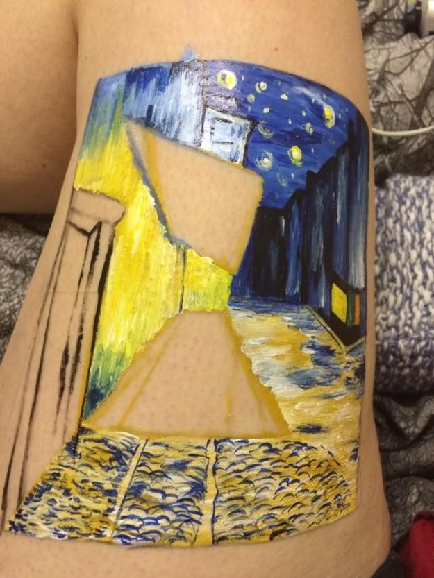 Amelia's Van Gogh painting while it was half-finished