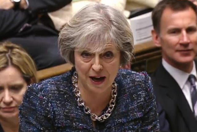 Prime Minister Theresa May during PMQ's