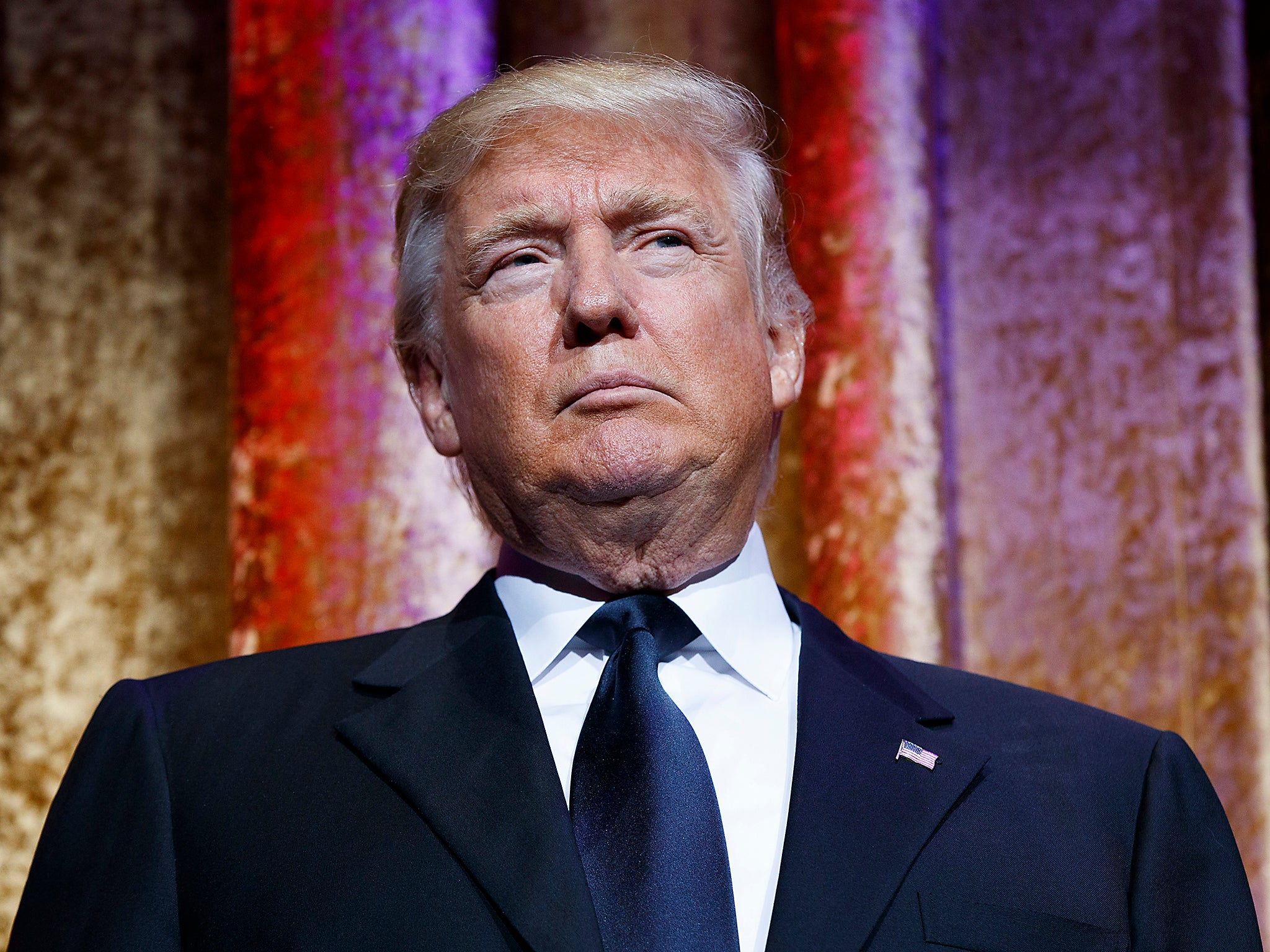 President-elect Donald Trump speaks during the presidential inaugural Chairman's Global Dinner in Washington DC