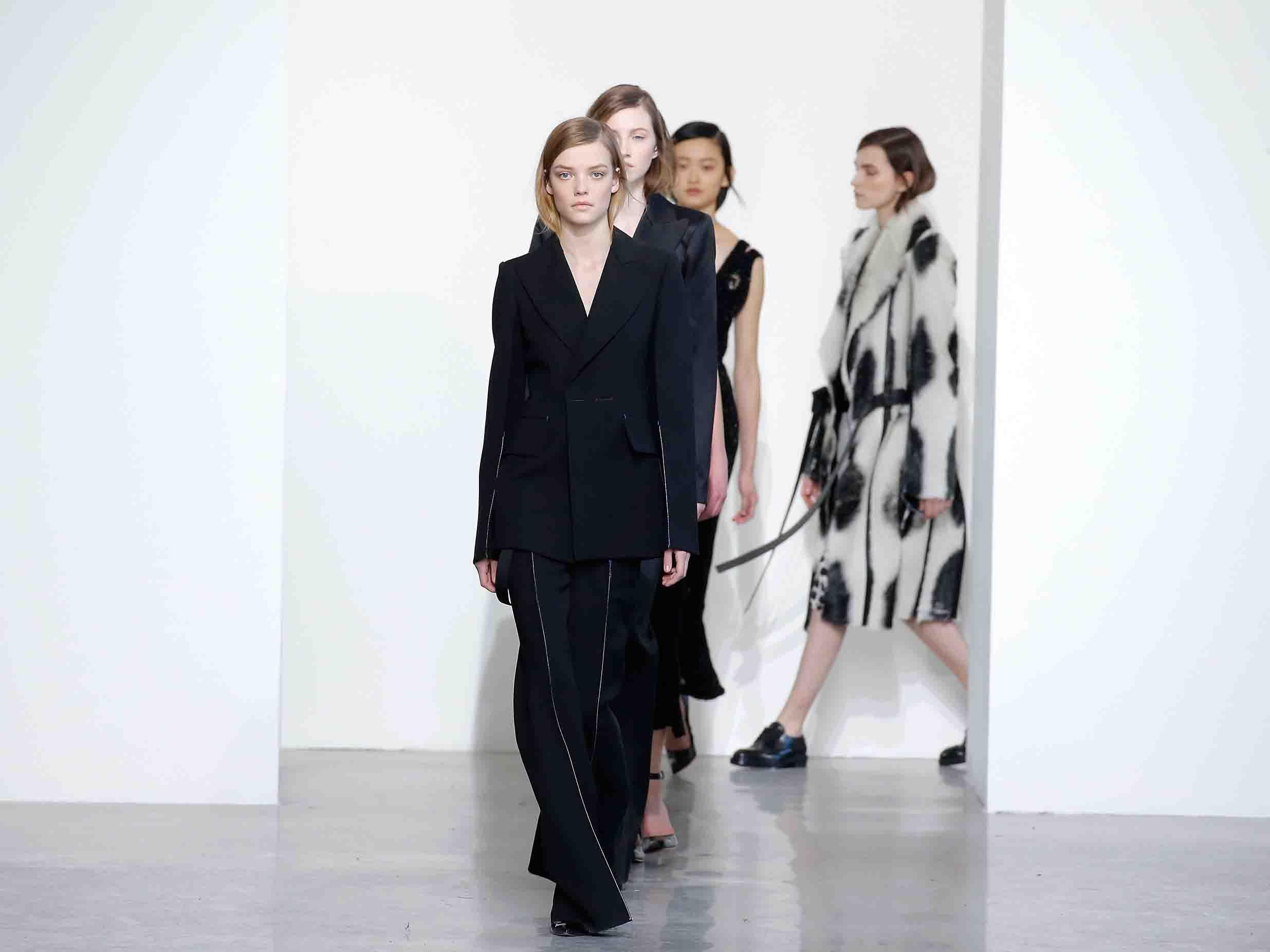 All eyes were on the trouser suit at Calvin Klein