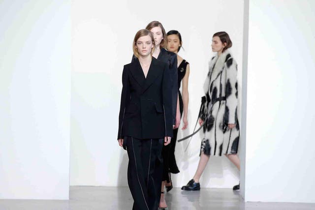 All eyes were on the trouser suit at Calvin Klein