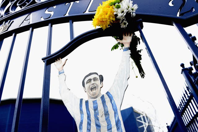 Gates outside West Bromwich Albion's ground commemorate the late Jeff Astle