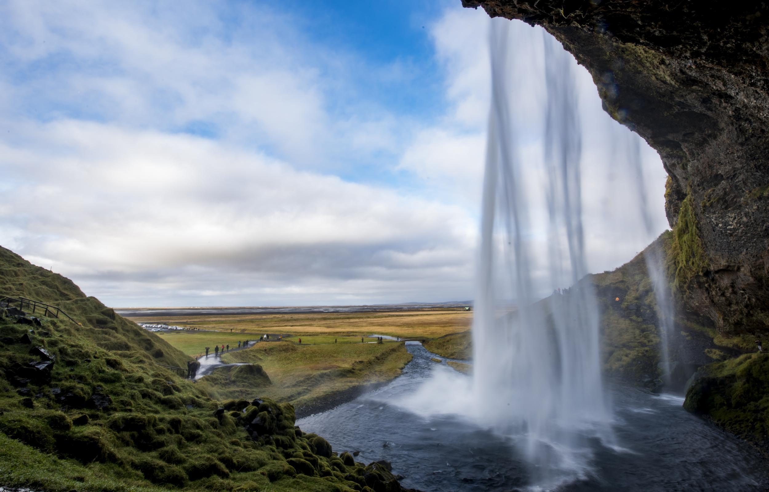 The Seljalandsfoss in Iceland?probably won't be this peaceful when you see it, so try another waterfall