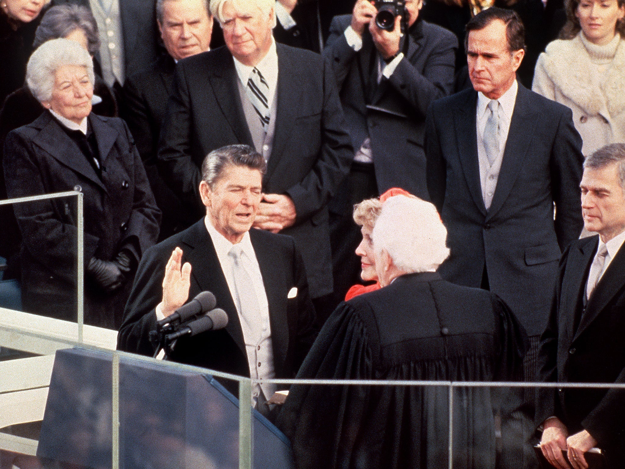 Ronald Reagan sensibly took his oath indoors in 1981 (Getty)