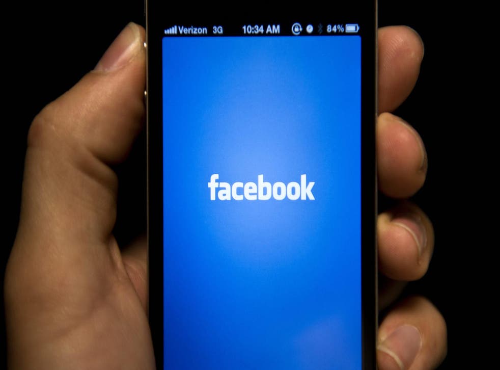 A view of an Apple iPhone displaying the Facebook app's splash screen May 10, 2012 in Washington DC.