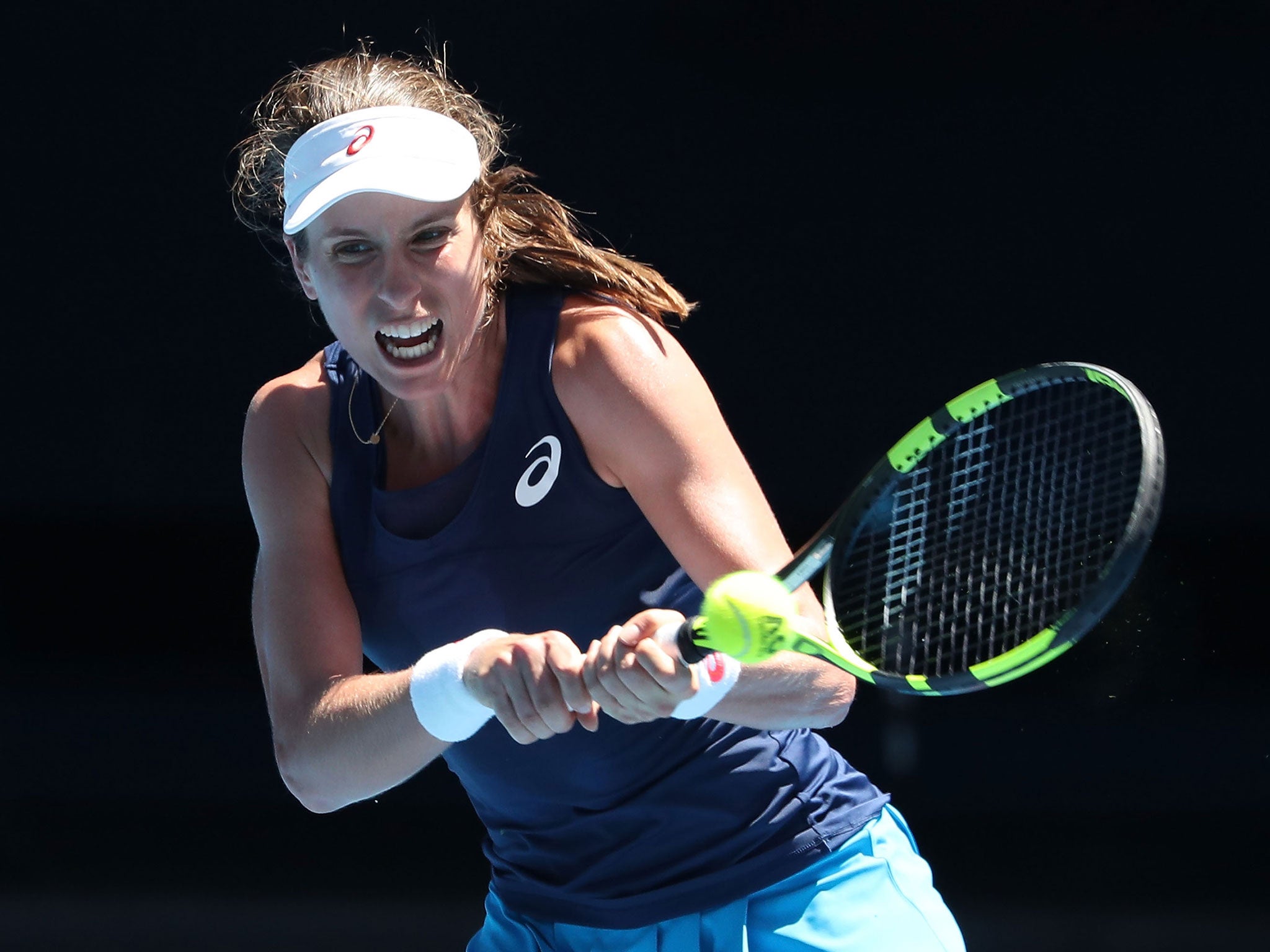 Konta completed a ruthless display to win the second round tie in straight sets