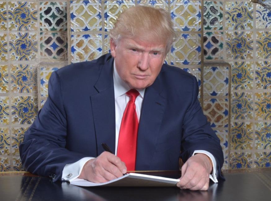 The incoming President pictured writing his speech for Friday’s inauguration