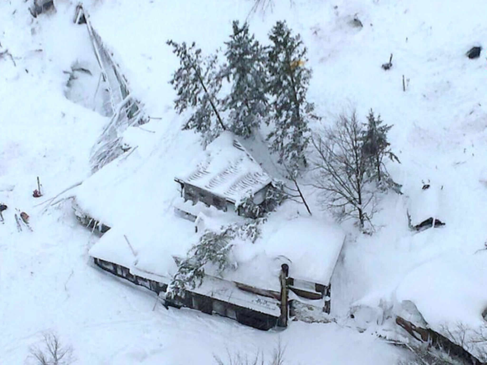 Italian media said the avalanche covered the three-storey Hotel Rigopiano, in the town of Farindola