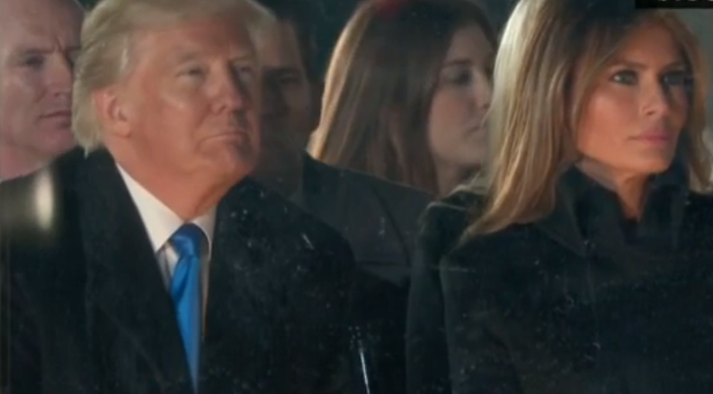 President-elect Donald Trump listens with his wife Melania as The Piano Guys play at his inaugural concert