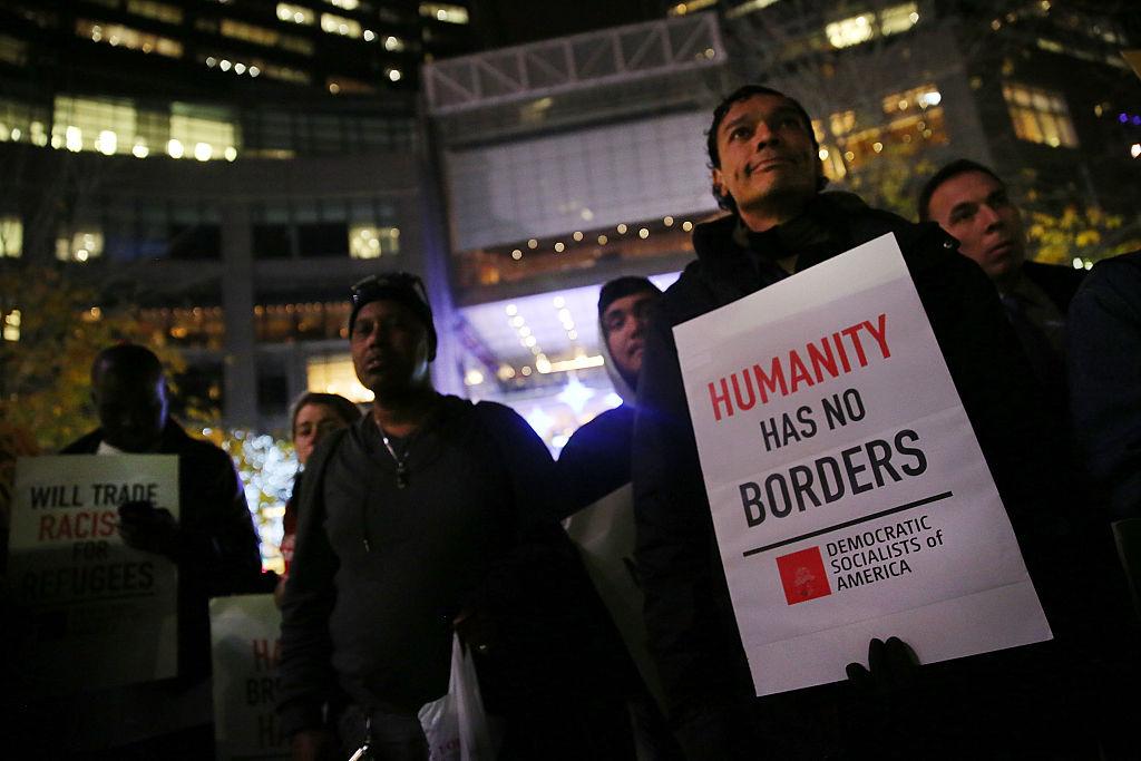 New Yorkers demonstrate against Mr Trump’s proposed immigration policies in December 2015