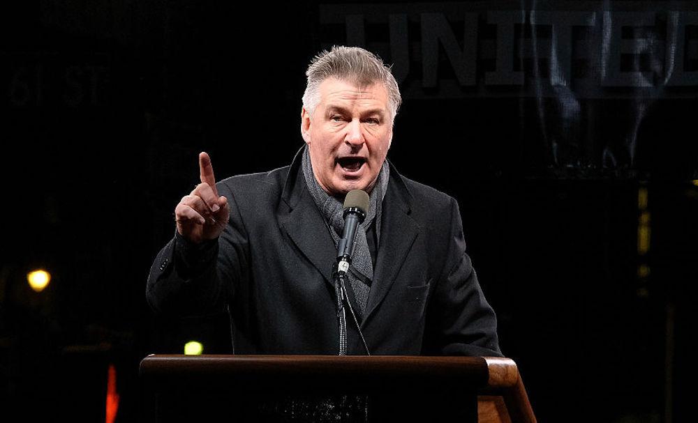 Alec Baldwin speaks onstage during the We Stand United NYC Rally outside Trump International Hotel & Tower on January 19, 2017 in New York City.