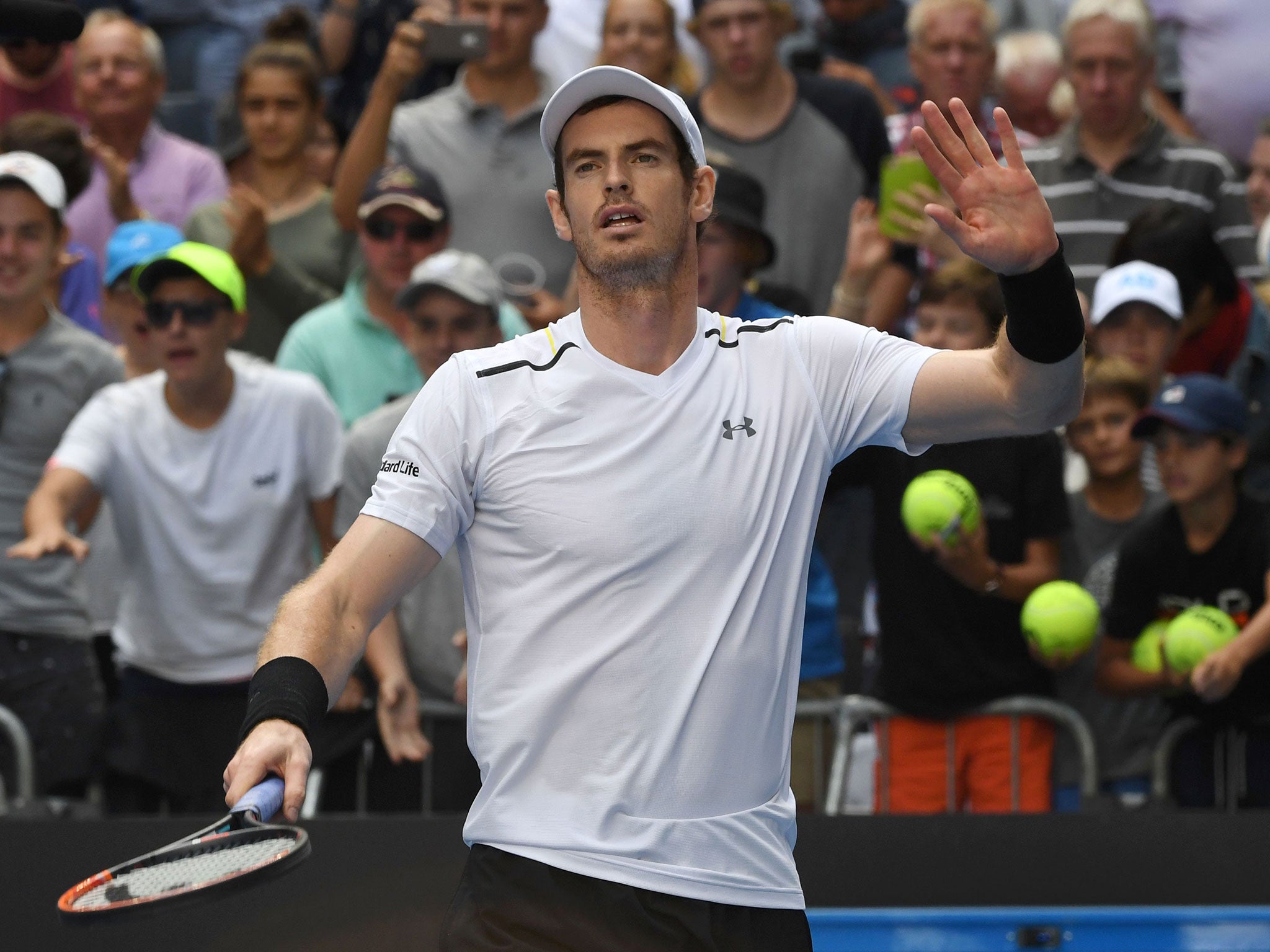 Andy Murray celebrates his victory over Sam Querrey after reaching the Australian Open fourth round