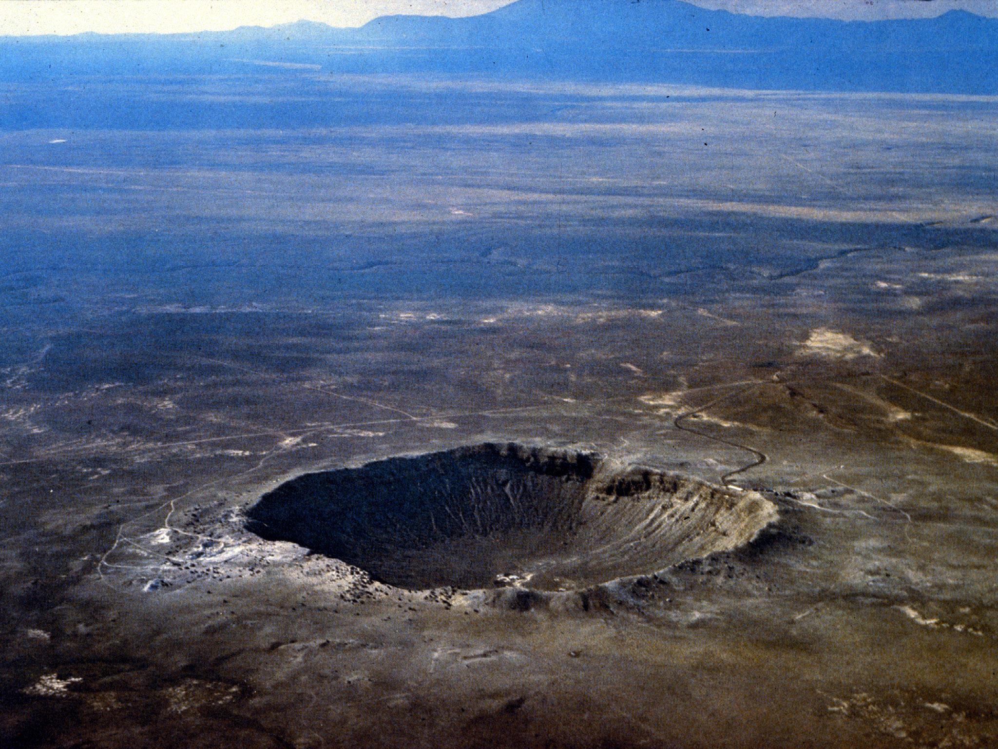 Aerial view of Barringer Crater in Arizona