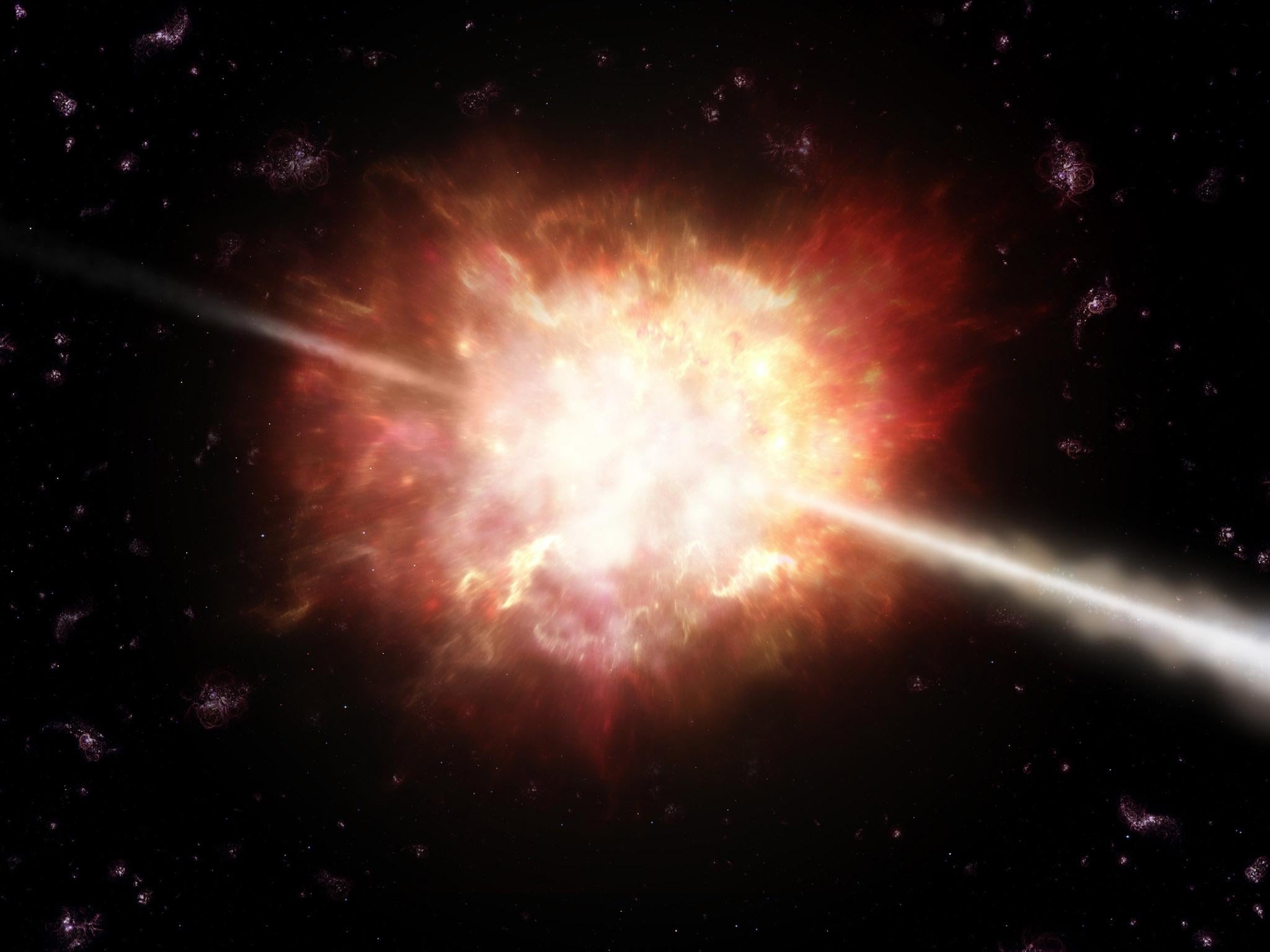A gamma ray burst close to Earth could be devastating