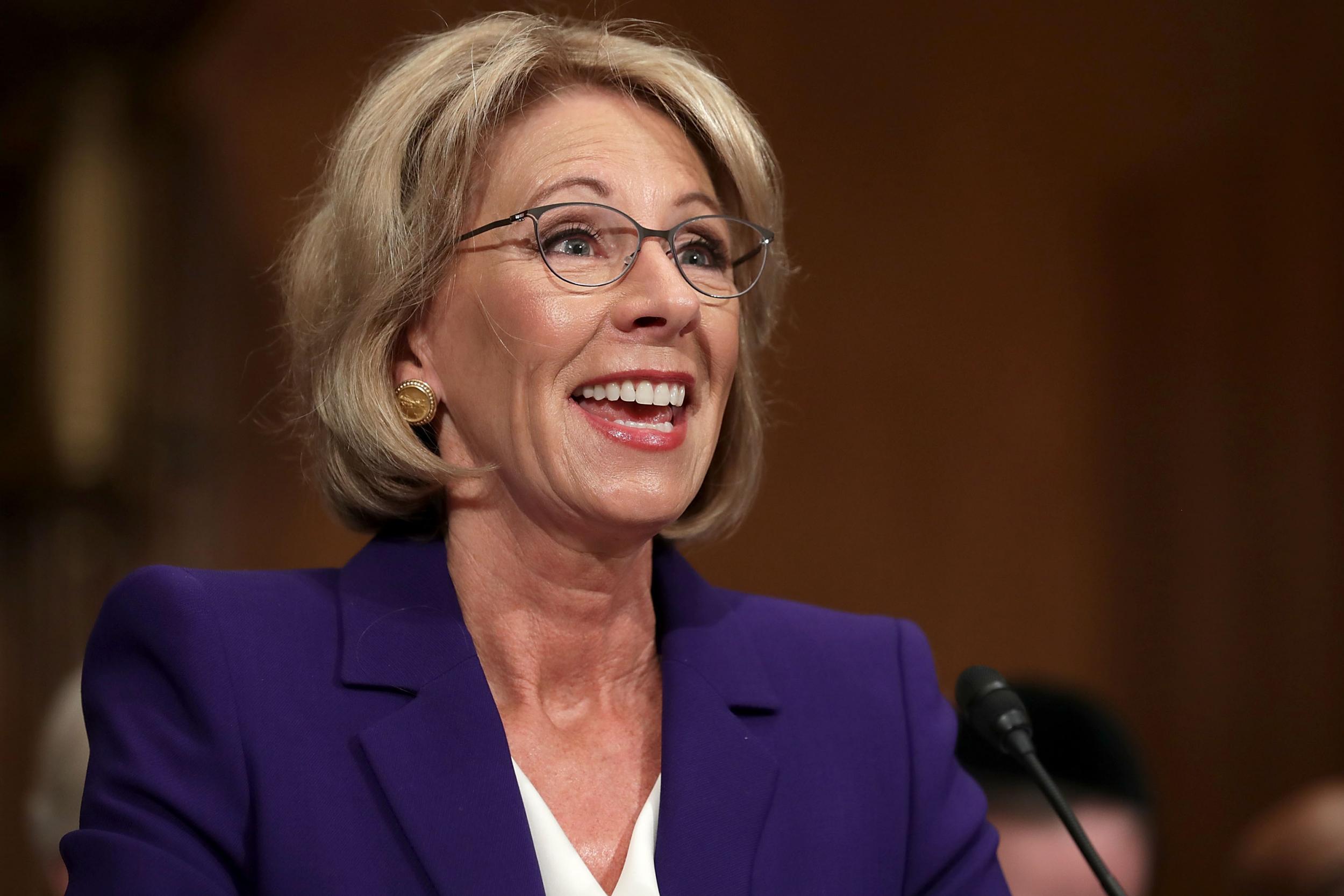 US's education secretary Betsy DeVos at her confirmation hearing