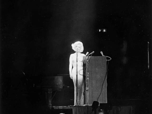 Monroe and the famous dress at the birthday salute to President Kennedy at Madison Square Garden, New York, in May 1962