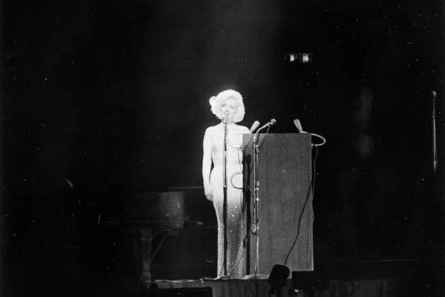 Monroe and the famous dress at the birthday salute to President Kennedy at Madison Square Garden, New York, in May 1962