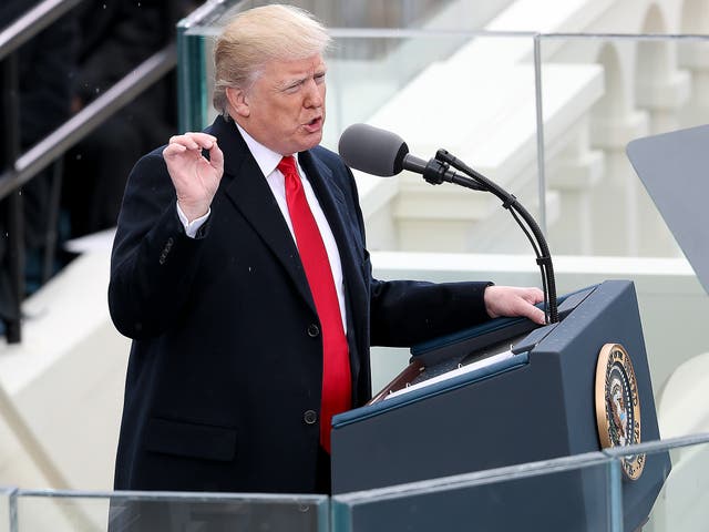 President Donald Trump delivers his inaugural address on the West Front of the U.S. Capitol n Washington DC