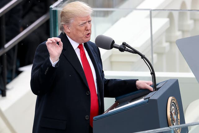 President Donald Trump delivers his inaugural address on the West Front of the U.S. Capitol n Washington DC