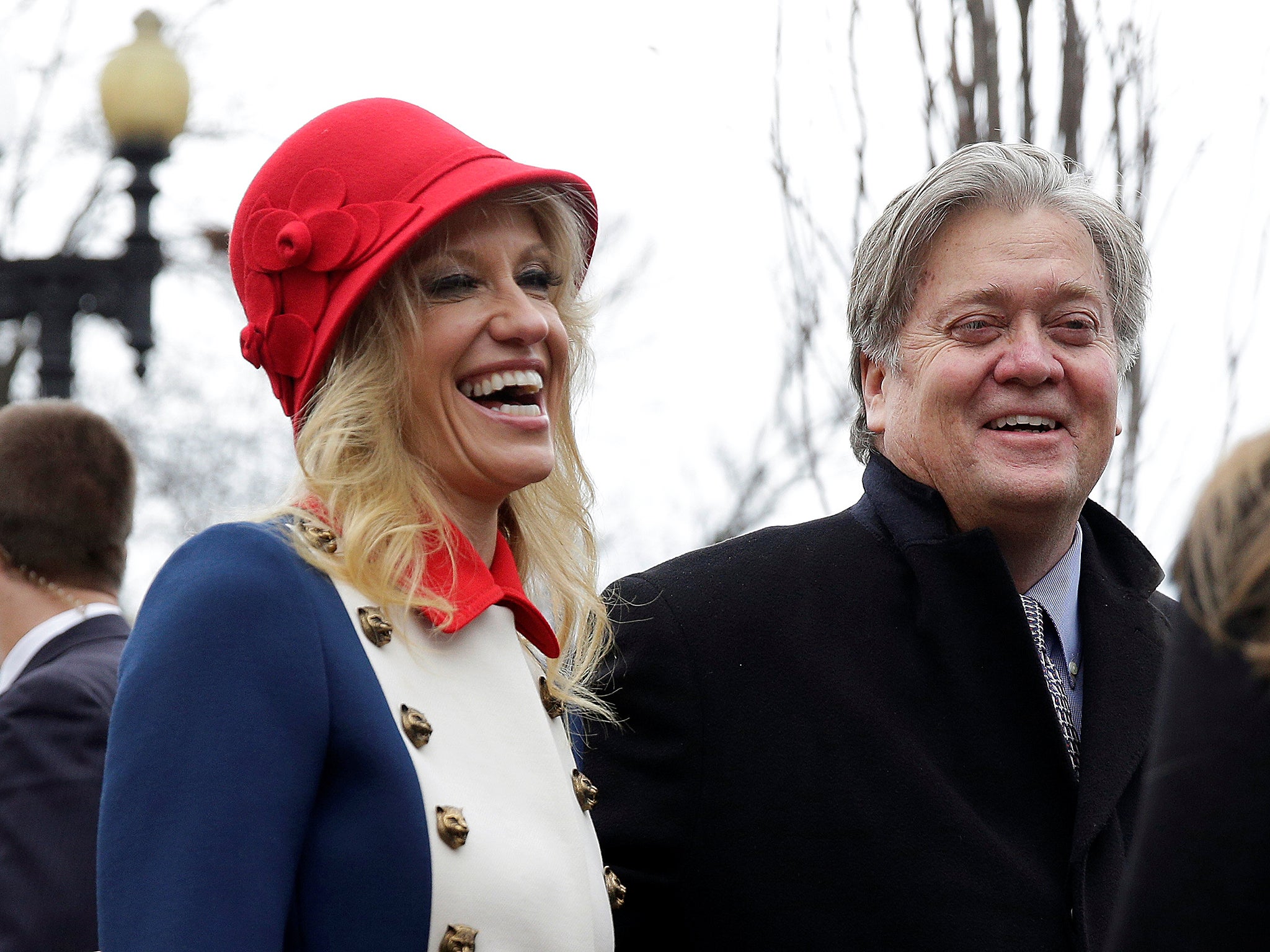Kellyanne Conway (L) and Steve Bannon (R) are both said to have active private email accounts on an RNC system