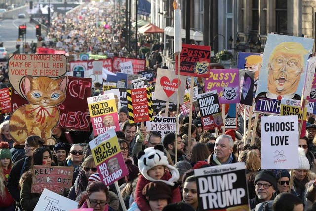 Women's March protesters in London
