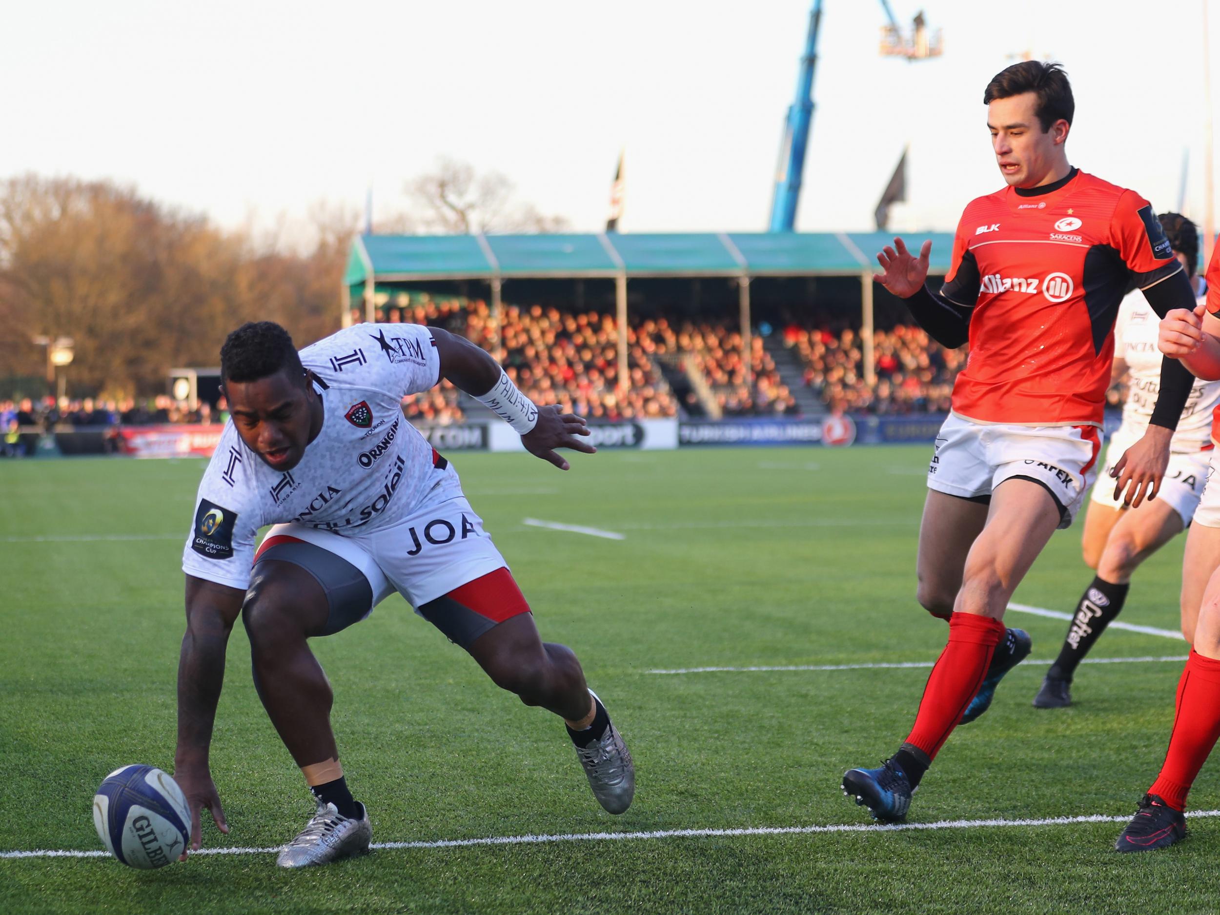 Joshua Tuisova dropped the ball as he went to touch down for Toulon