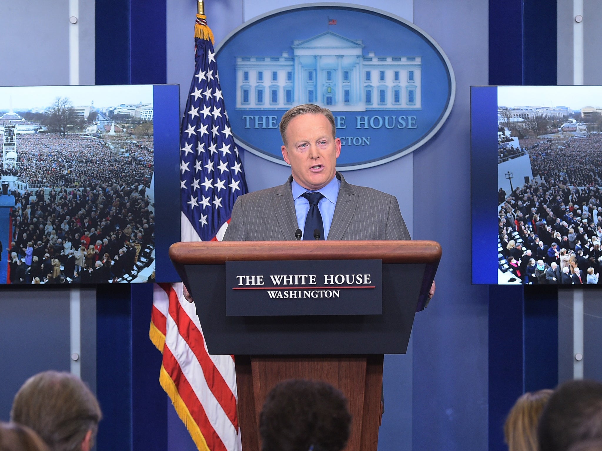Spicer berated the press in his first White House briefing
