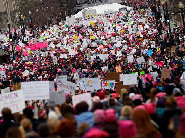 Protesters gather during the Women's March on Washington