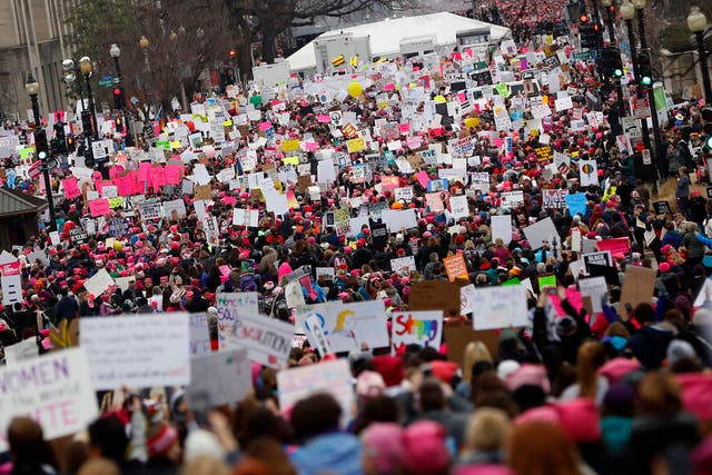 Protesters gather during the Women's March on Washington