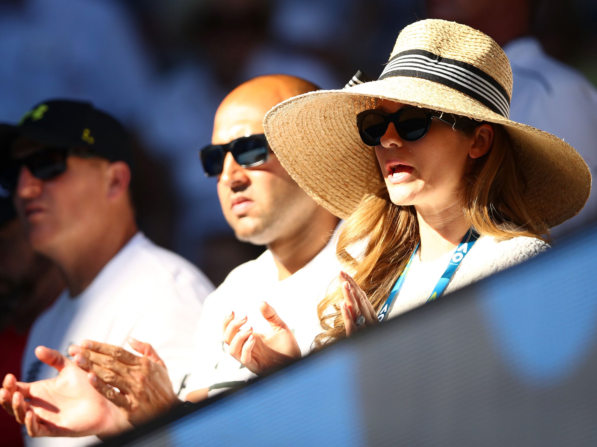 Kim Sears, Andy Murray's wife, watched on as her husband made a fourth round exit