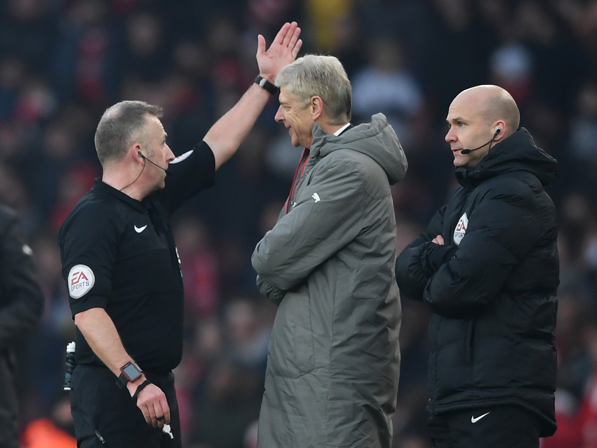 Arsene Wenger was sent to the stands for his protests against Burnley's penalty