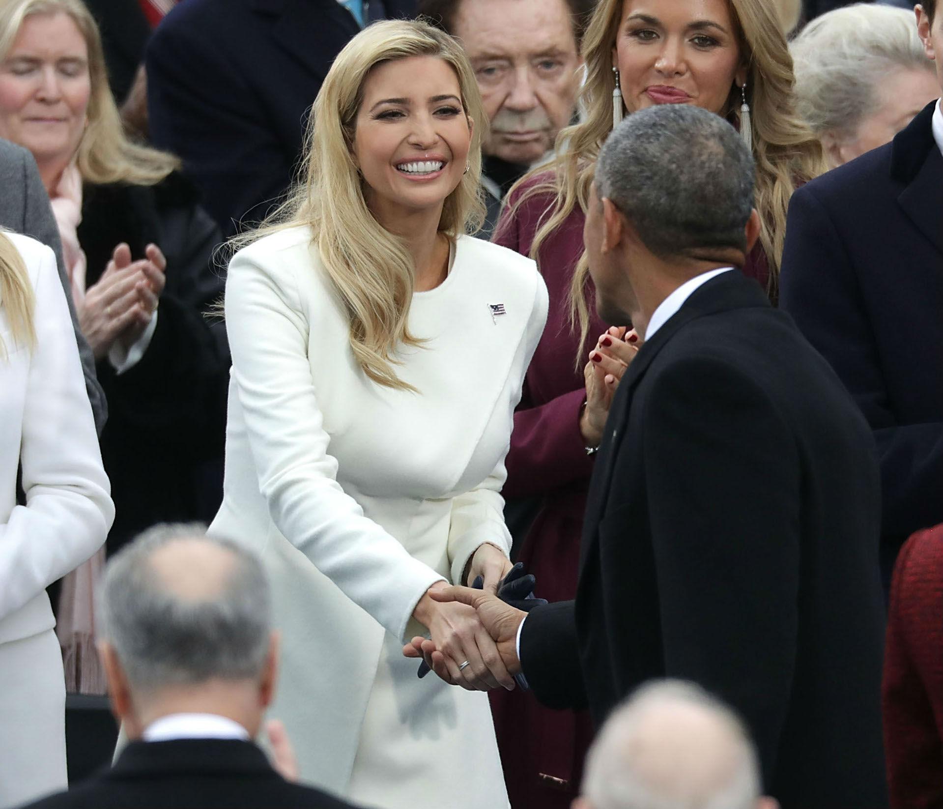 Mr Obama and Ms Trump shook hands on inauguration day