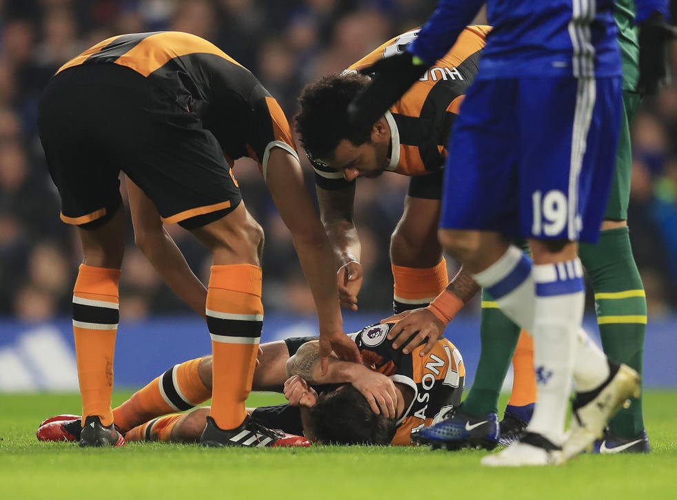 Ryan Mason was hospitalised after a clash of heads with Gary Cahill