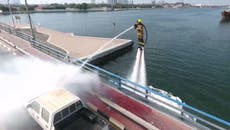 Dubai firefighters use water jetpacks to avoid city's heavy traffic