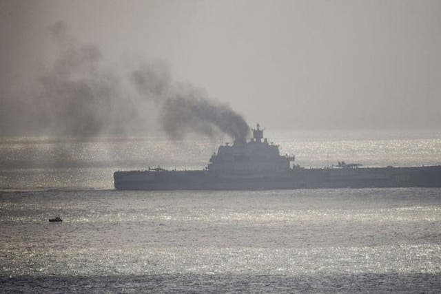 The Admiral Kuznetsov traversing the English Channel en route to the Syrian port of Tartous in November 2016 (Getty Images)