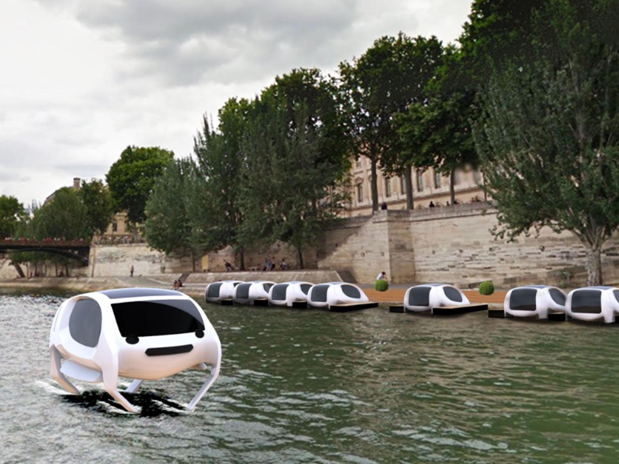 A company plans to launch a fleet of small electric hydrofoils on the Seine this summer