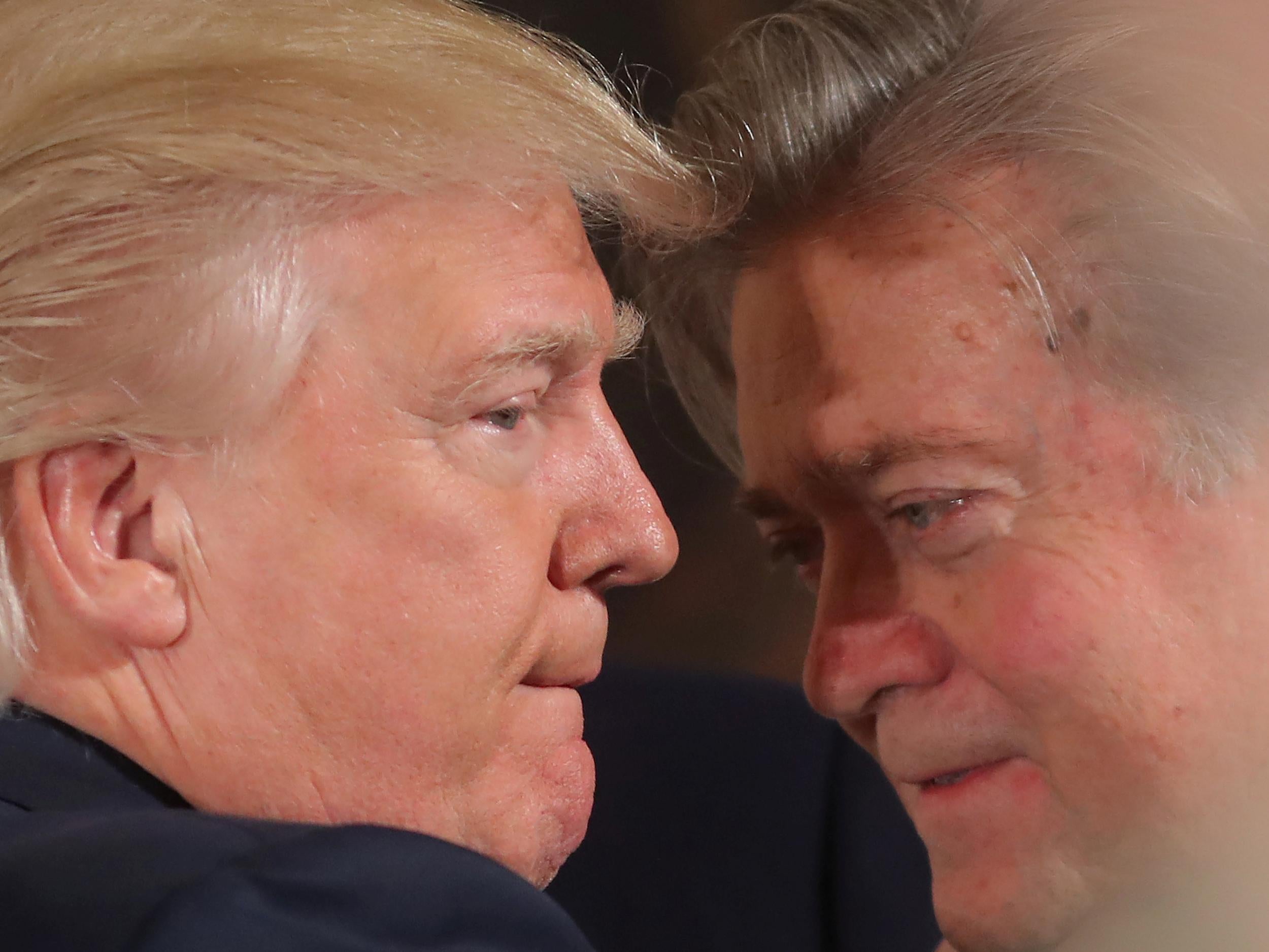 Donald Trump with Steve Bannon, former executive of Breitbart News and the President's chief strategist