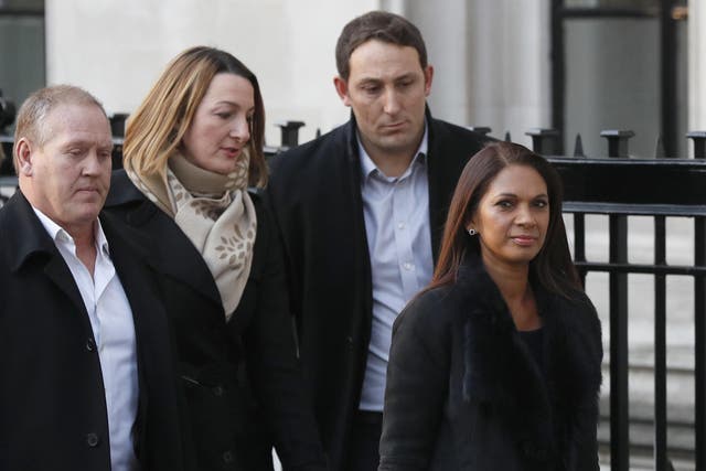 Gina Miller, right, the lead claimant in the legal fight to get Parliament to vote on whether Britain can start the process of leaving the European Union, arrives at the Supreme Court in London, Tuesday, Jan. 24, 2017. Britain's Supreme Court will rule Tuesday on whether the prime minister or Parliament has the right to trigger the process of taking Britain out of the EU.