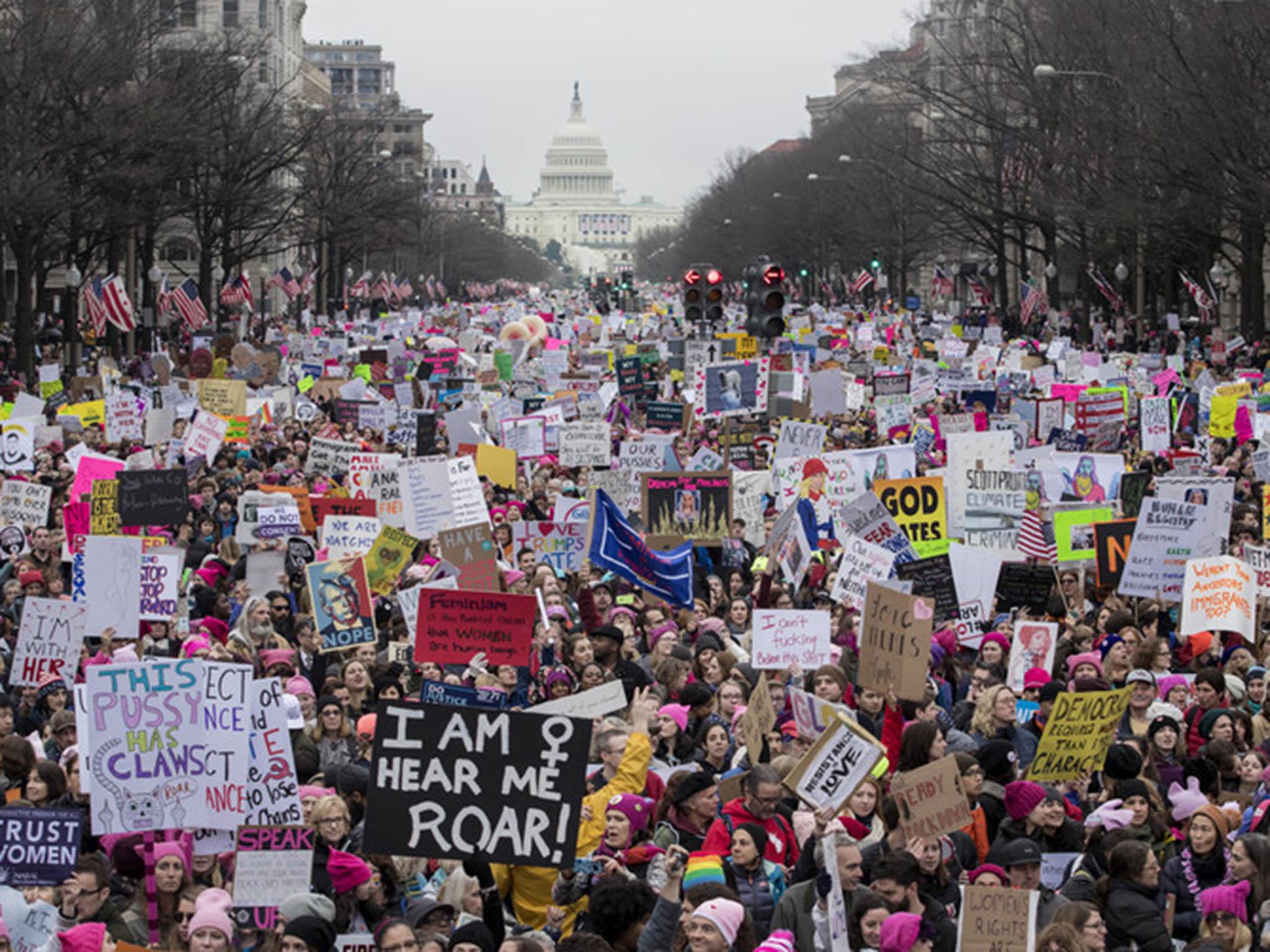 Thousands of women took to the streets on Saturday in Washington to march in protest of Donald Trump's inauguration