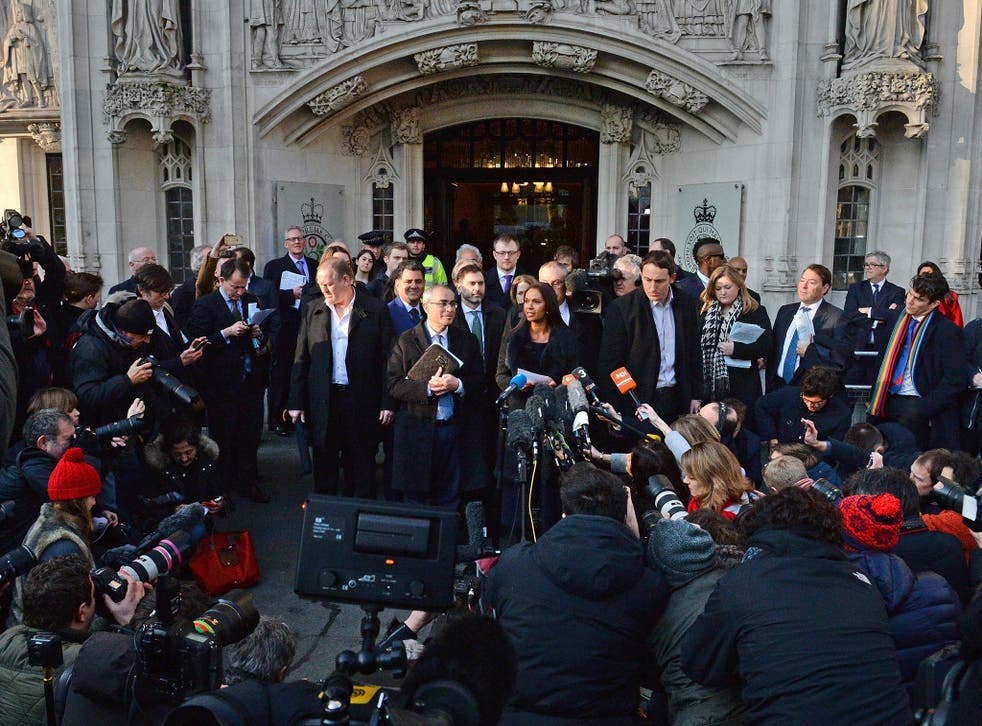 Gina Miller speaking outside The Supreme Court in London