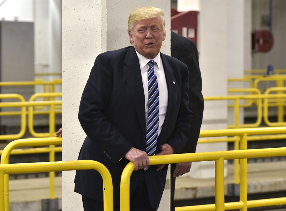 Donald Trump tours the Flint water plant on September 14, 2016