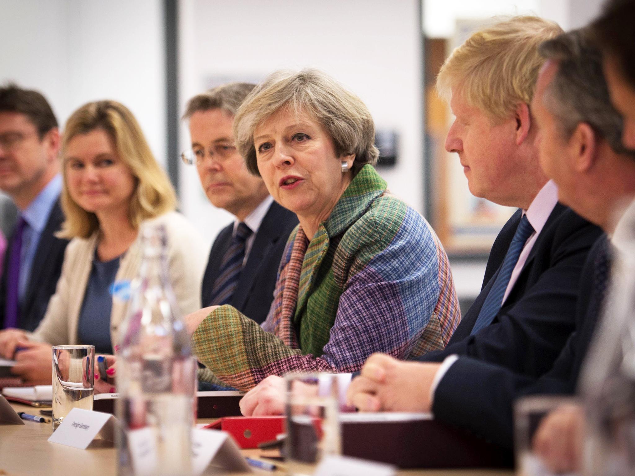 Theresa May with her cabinet earlier this year
