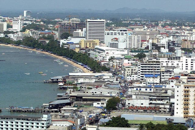 The coast of the holiday resort town of Pattaya, around 100 miles east of the Thai capital Bangkok