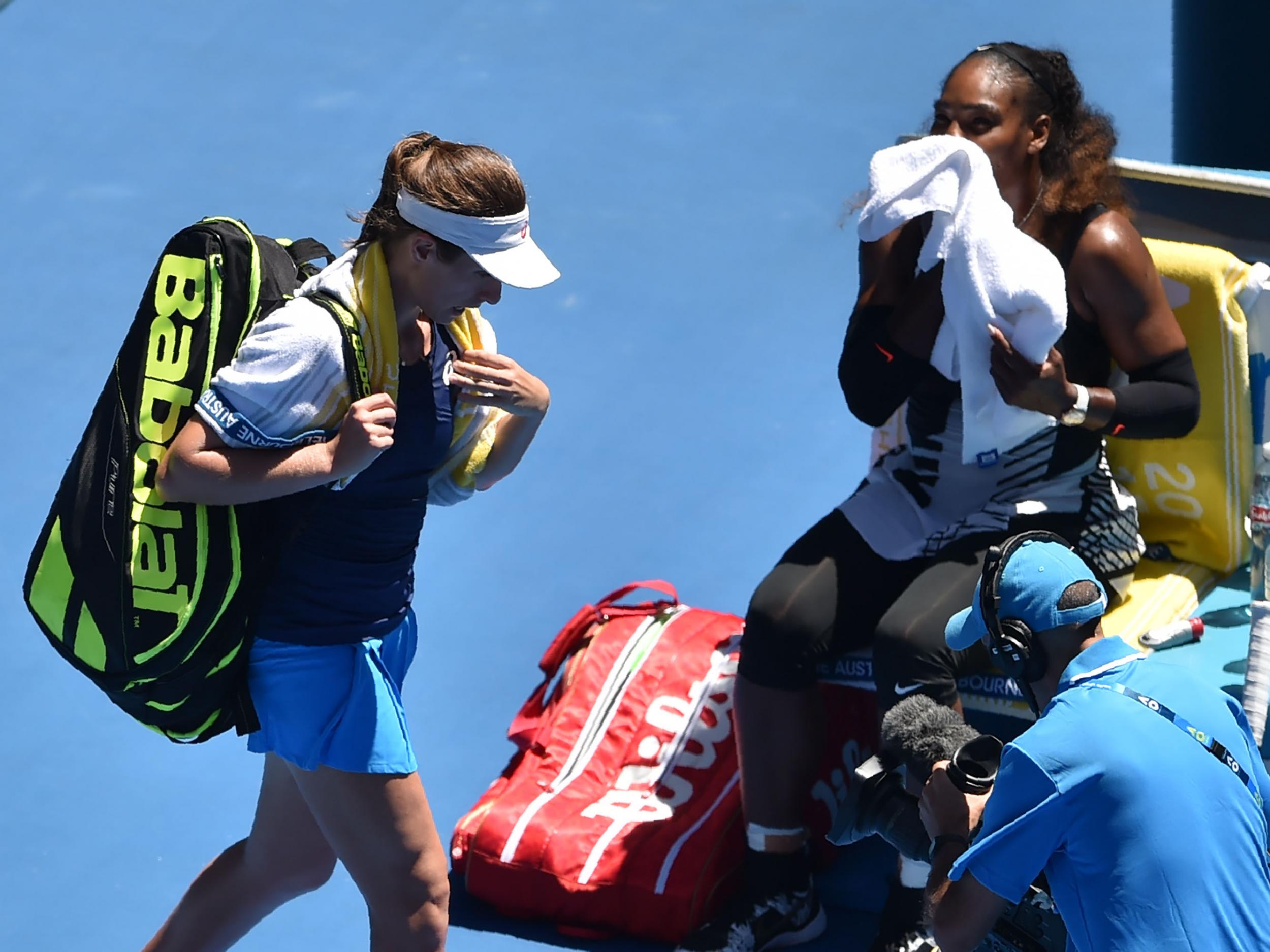 Williams always seemed at ease with Konta's aggresive baseline game