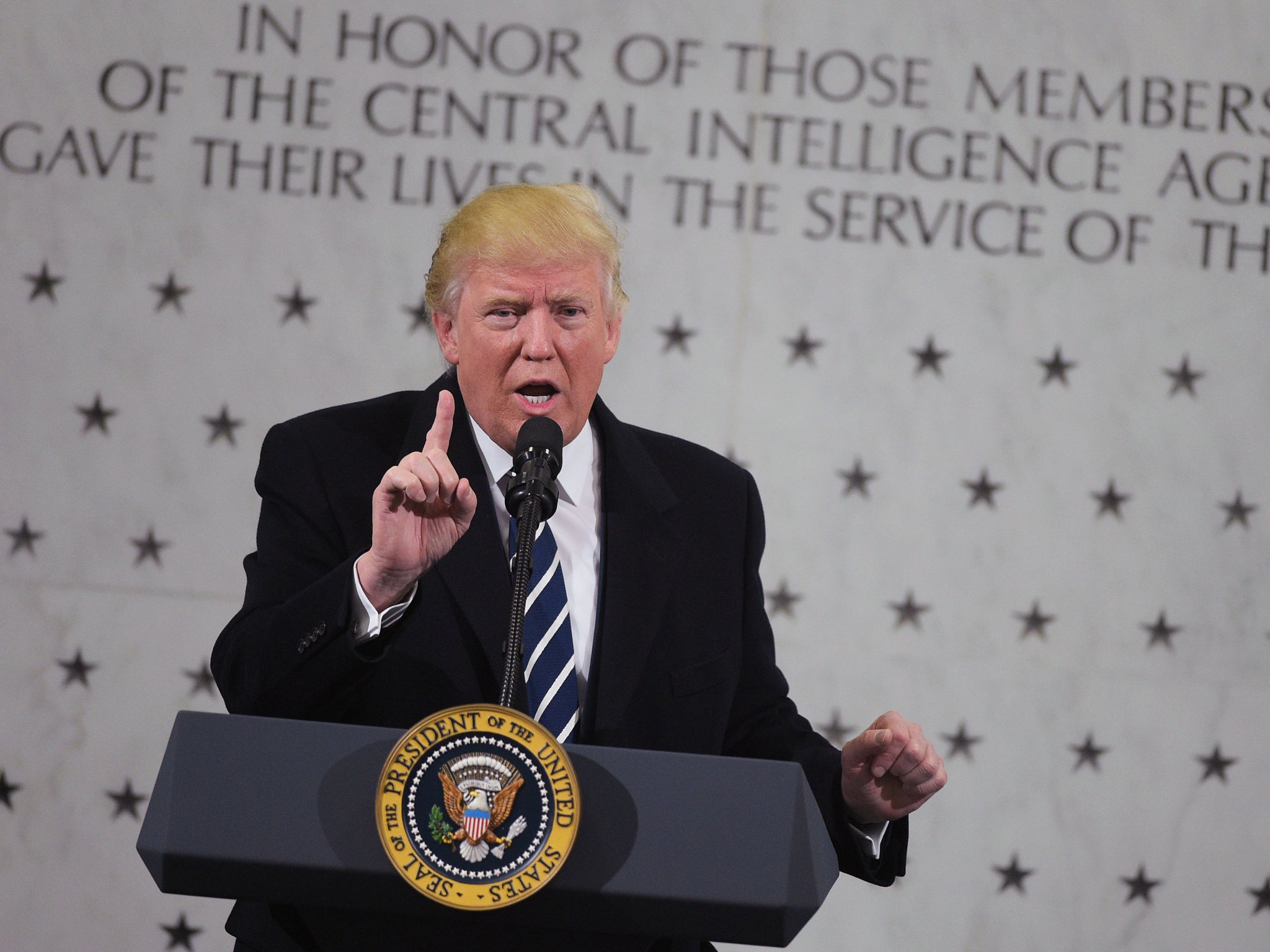 President Trump during a visit to the Central Intelligence Agency in Langley, Virginia