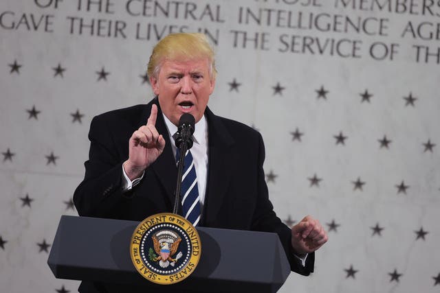 President Trump during a visit to the Central Intelligence Agency in Langley, Virginia