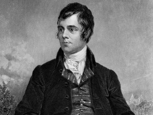 Scottish poet and writer of traditional Scottish folk songs Robert Burns (1759 - 1796).  Robert Burns was born in Alloway, Ayrshire, the son of a farmer. In 1786 he published 'Poems, chiefly in the Scottish dialect' with a view to raising funds to emigrate to the West Indies. The success of the volume induced him to stay. He married Jean Armour, the mother of his children in 1788. Burns farmed at Ellisland until 1791 and also worked for the Excise Service to supplement his income. Most of his later literary work consisted of songs and he wrote many of his most famous works for 'A Collection of Original Scottish Airs'  which included 'Auld Lang Syne', 'A Red, Red Rose' and 'Scots Wha Hae'. Burns died on July 21st 1796. His life and work are celebrated on Burns Night, 25th January