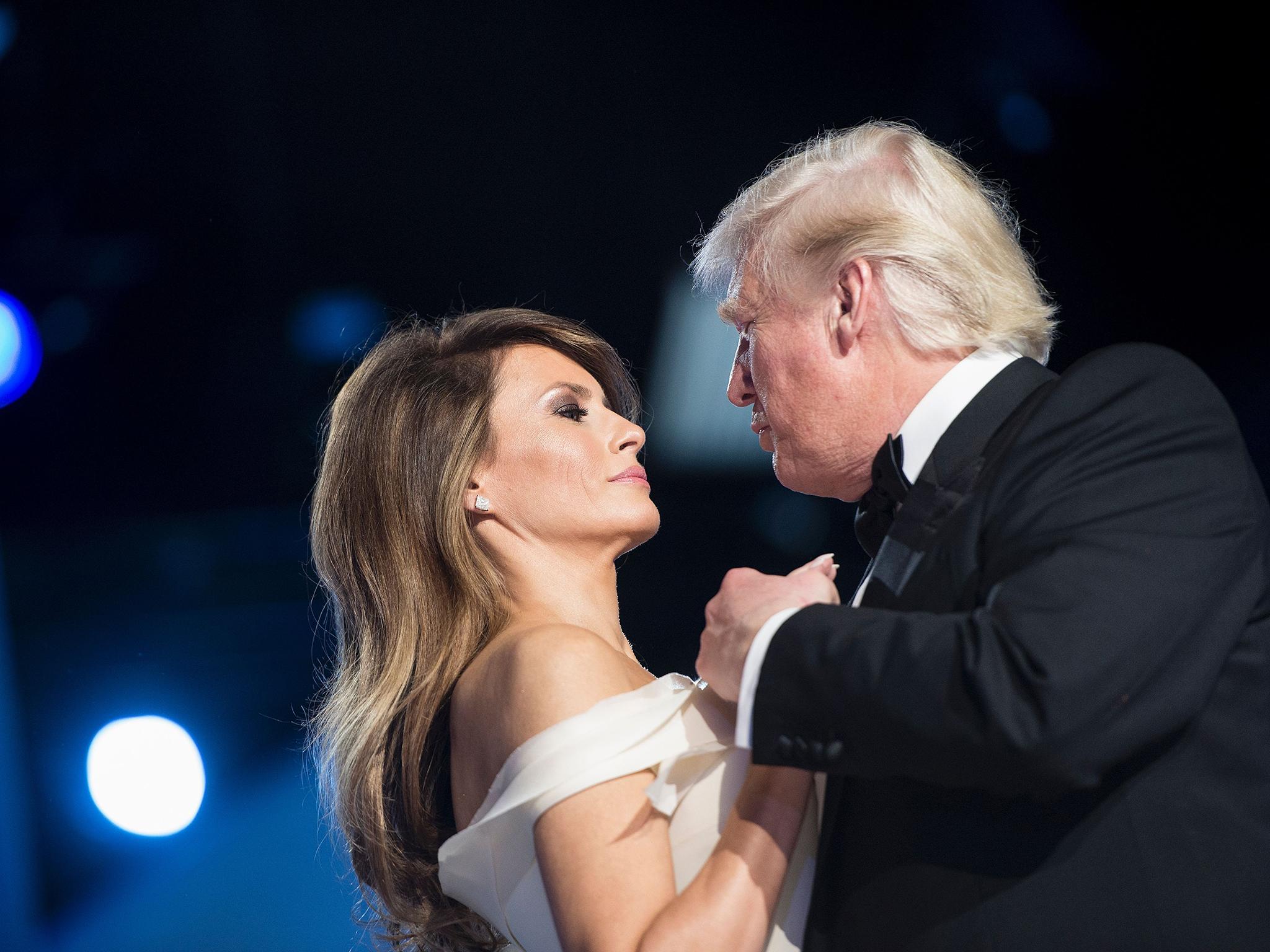 US first lady Melania Trump and US President Donald Trump dance during the Freedom Ball January 20, 2017 in Washington, DC.