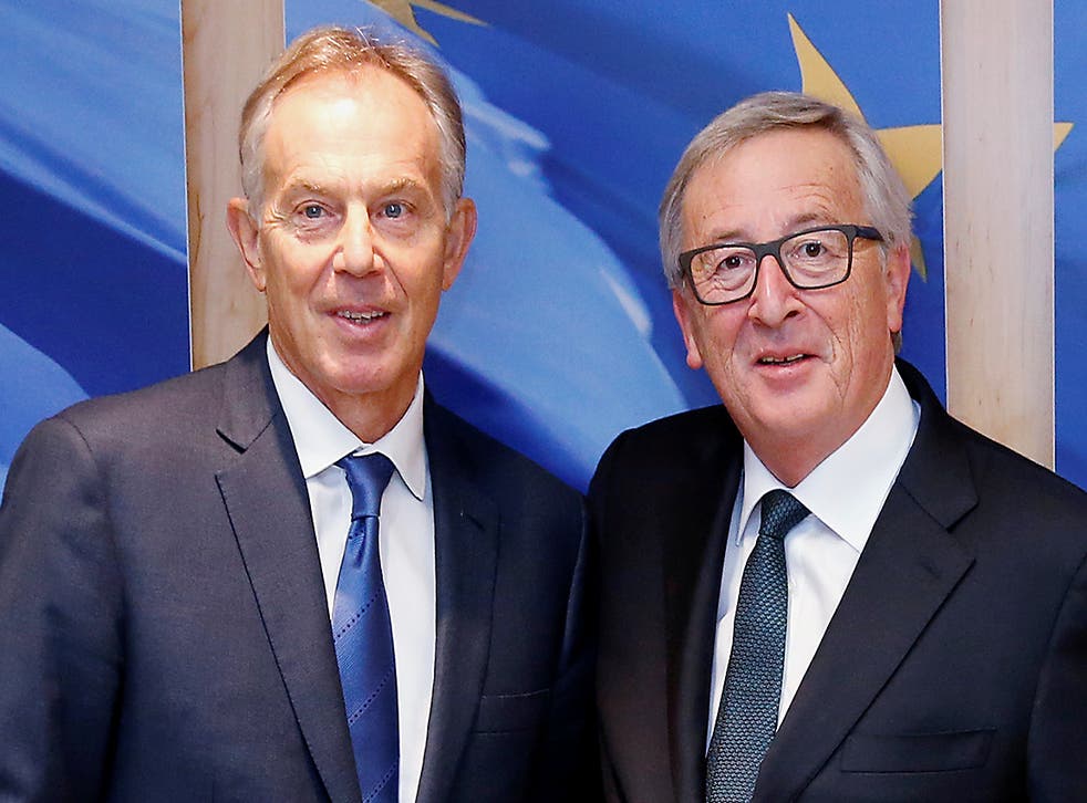 Tony Blair and Jean-Claude Juncker posing together at a previous meeting