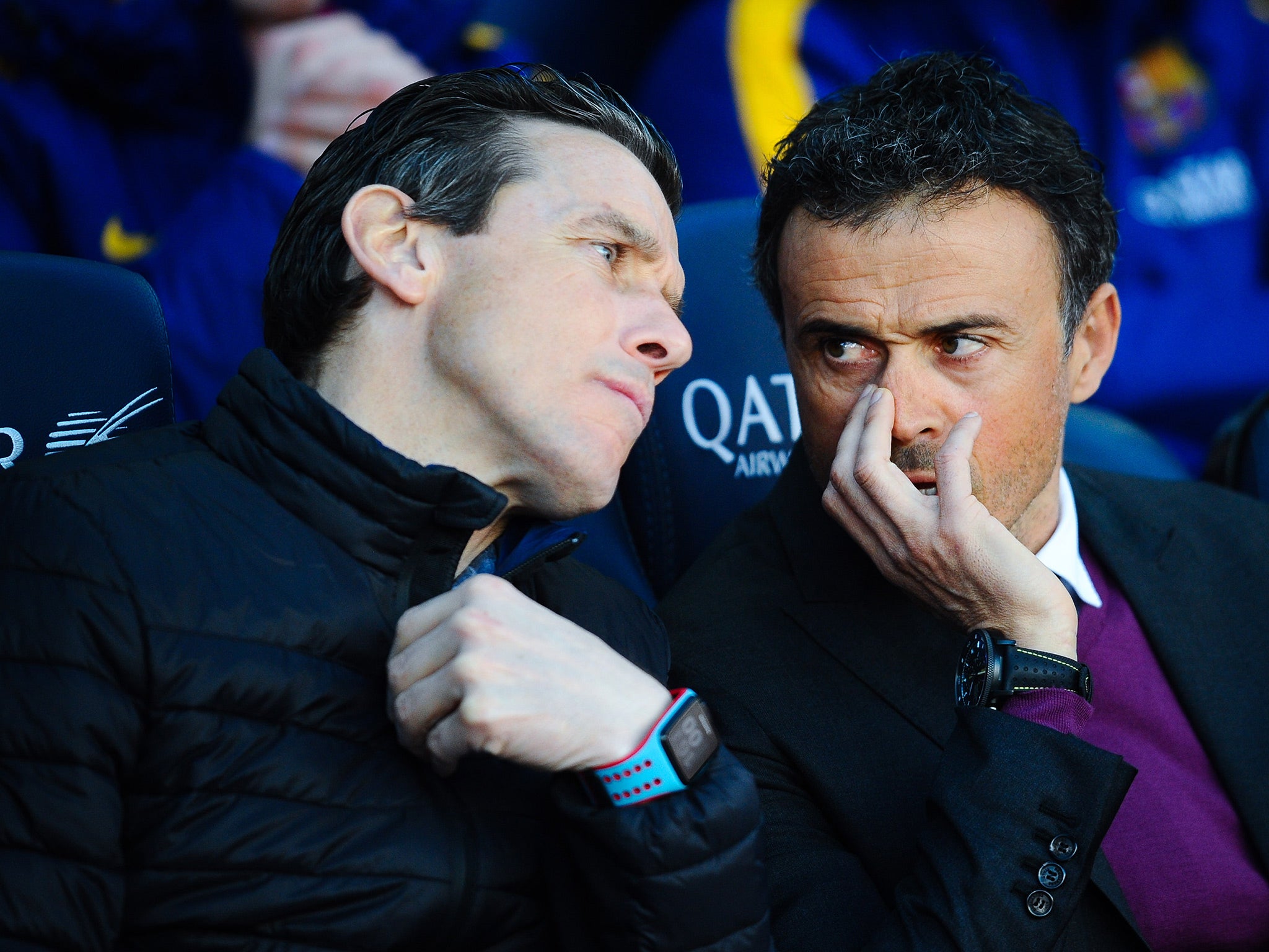 Assistant coach Juan Carlos Unzue, left, is believed to be Luis Enrique's preferred successor